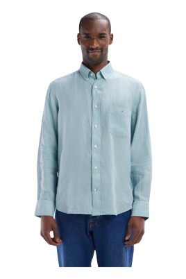 green-linen-shirt