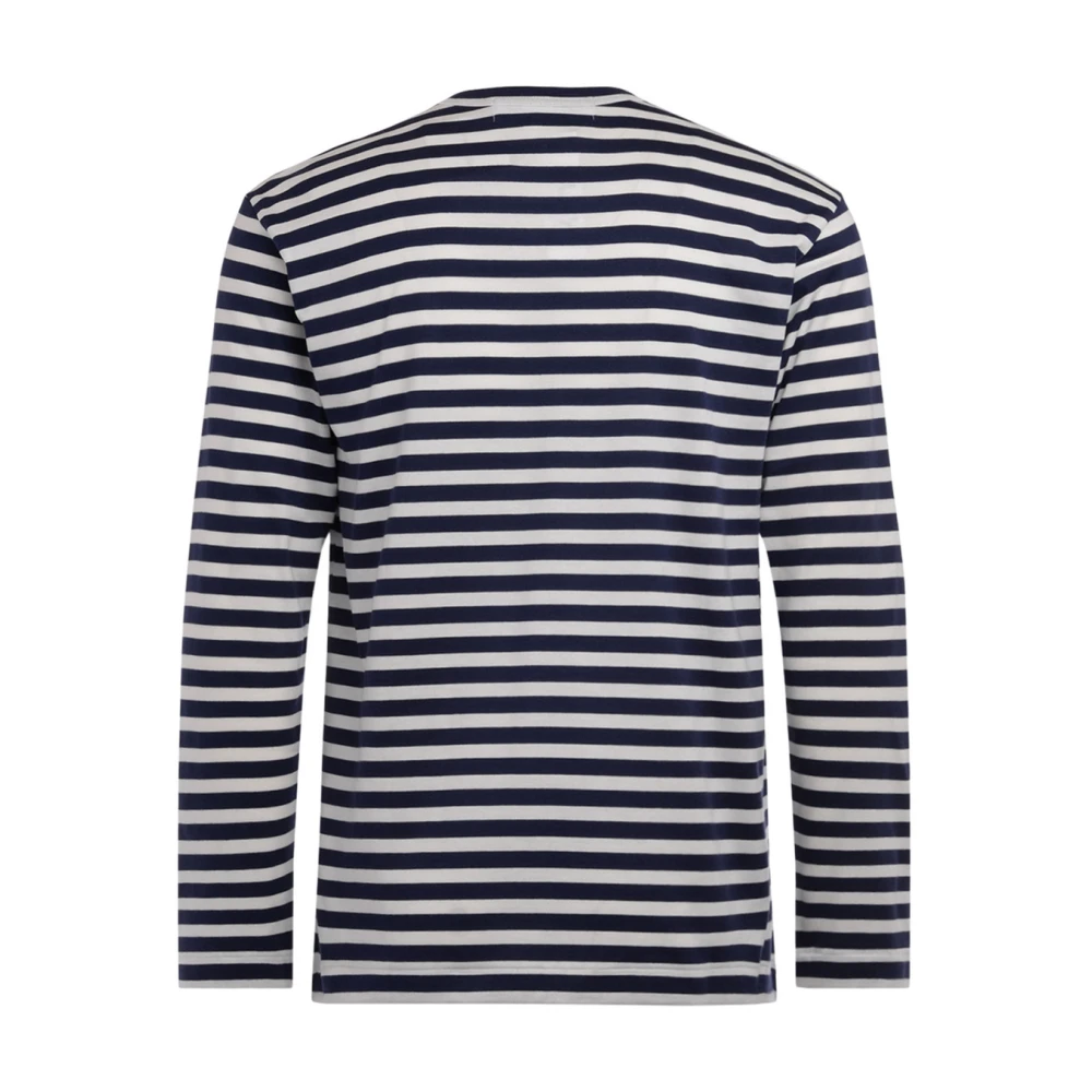 Comme des Garçons Play Gestreept T-shirt met lange mouwen en groen hart Blue Heren