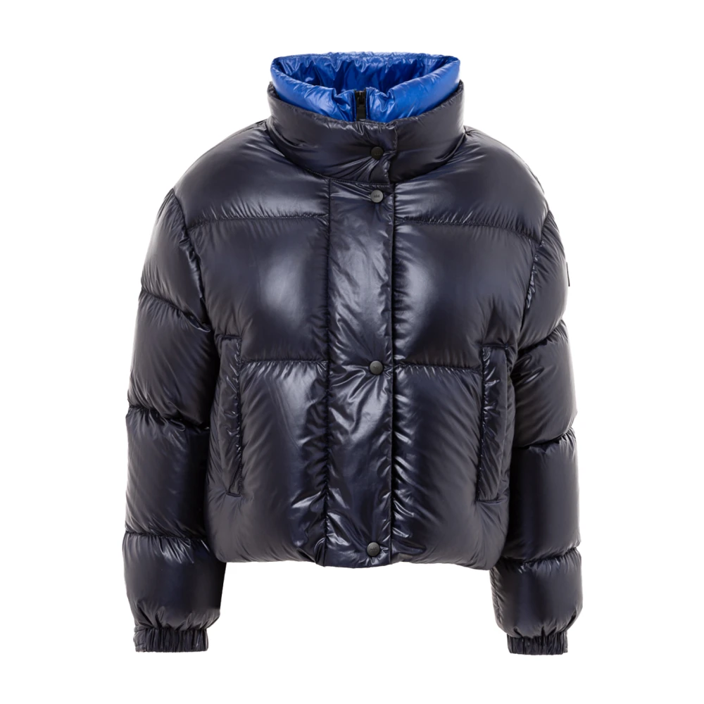 Add Korte gewatteerde jas met contrastkraag Blue Dames