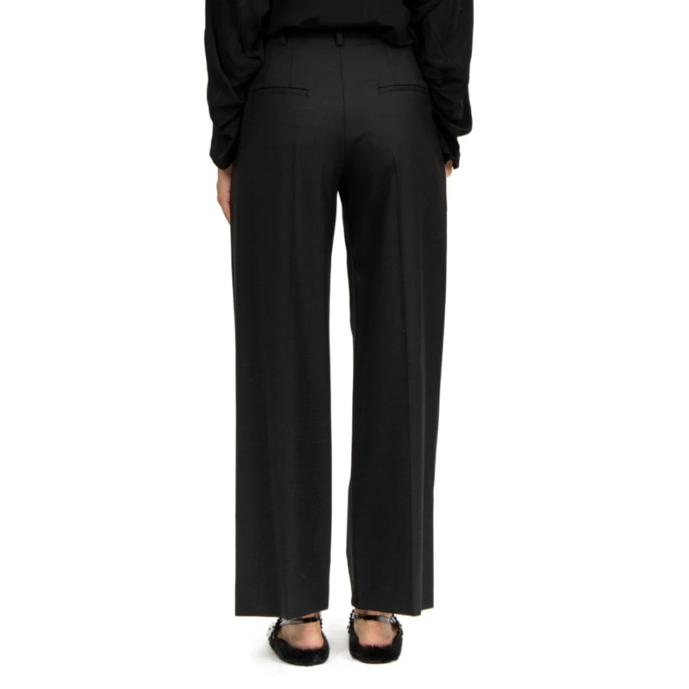 Tela Zwarte Wijde Pijp Wollen Broek Black Dames