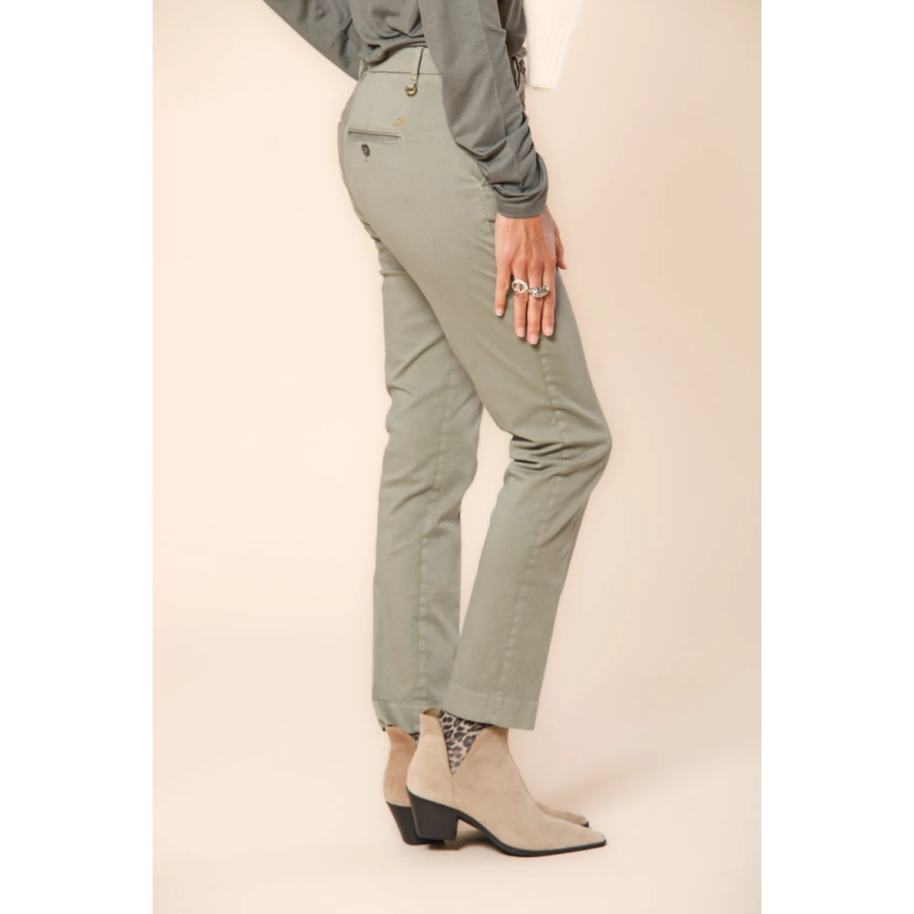 Mason's Slim Chino Broek New York Stijl Green Dames