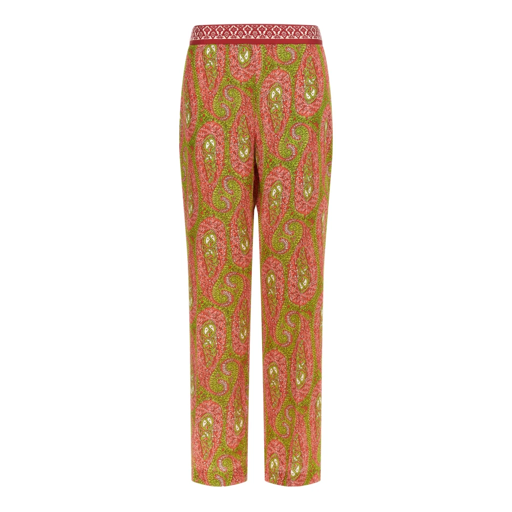 Etro Multicolor Paisley Foliage Twill Trousers - Female - Slim-Fit Trousers - L - Trousers
