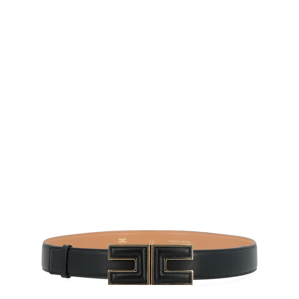 Elisabetta Franchi Zwarte Leren Riem Black Dames