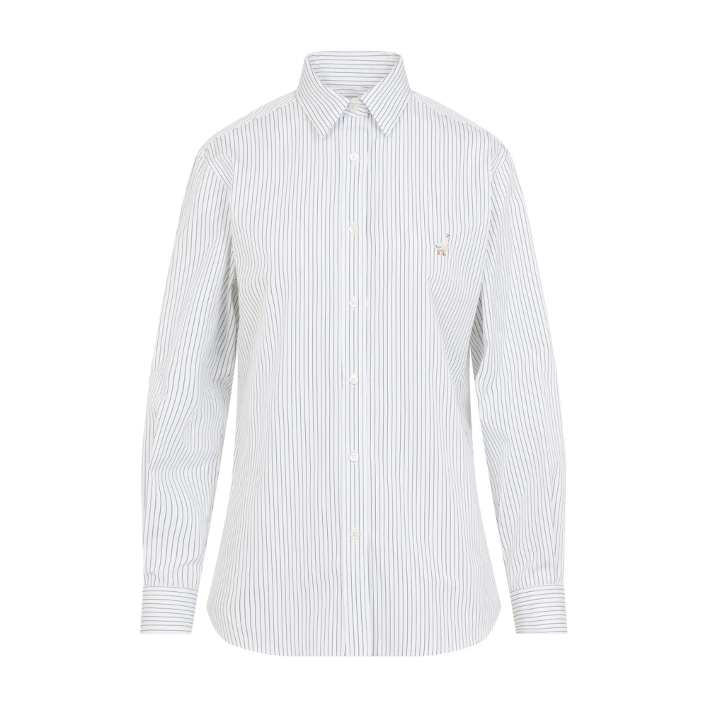 Moschino Women's White Fantasia Bianco Striped Shirt - Shirts - M - Blouses & Shirts