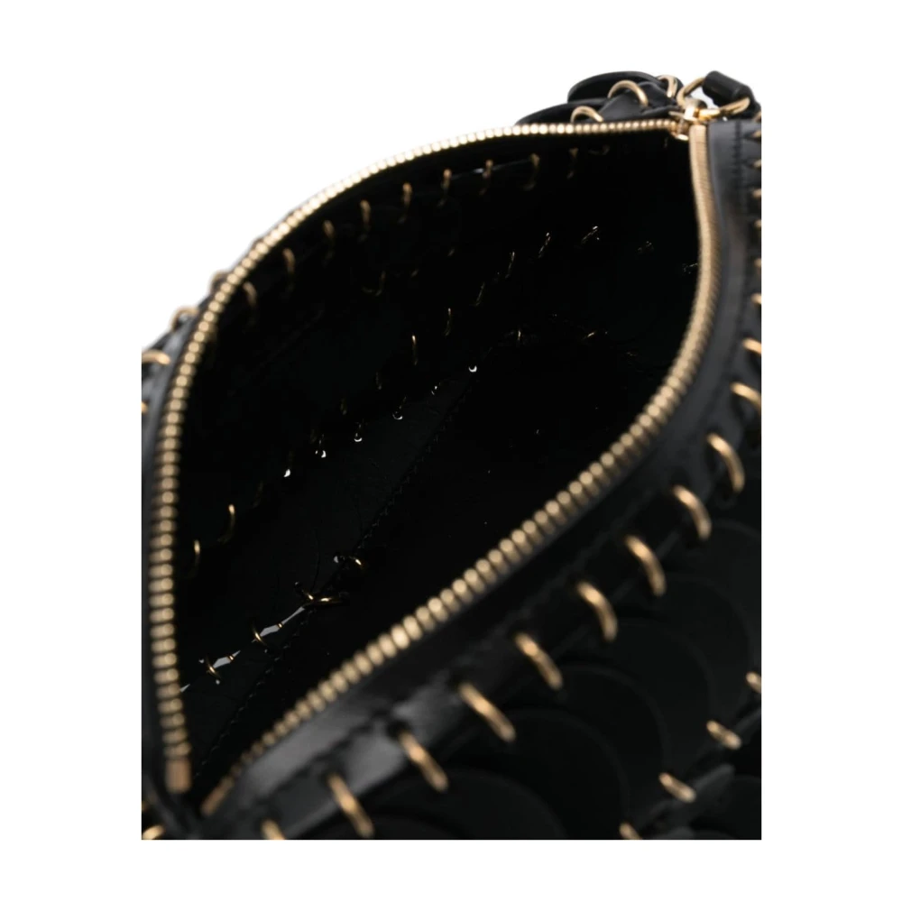 Paco Rabanne Zwarte leren schoudertas Disco design Black Dames