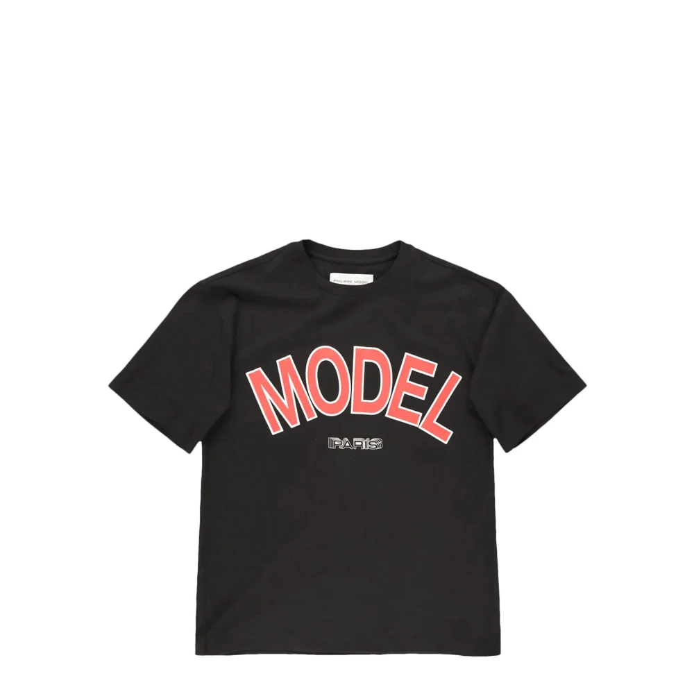 Philippe Model Zwarte Jersey T-shirt met Waterprint Black Heren
