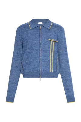 Mouliné Jacquard Knit Zip Sweater