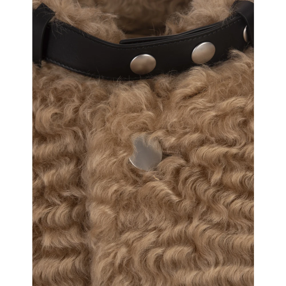 Jil Sander Bruine Mohair Korte Jas Brown Dames