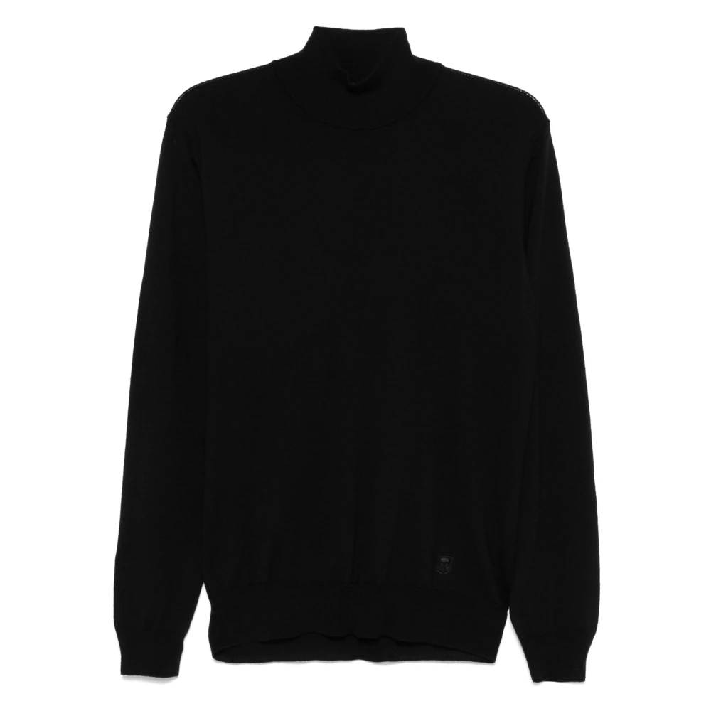 Corneliani Wollen Rollneck Sweater Black Heren