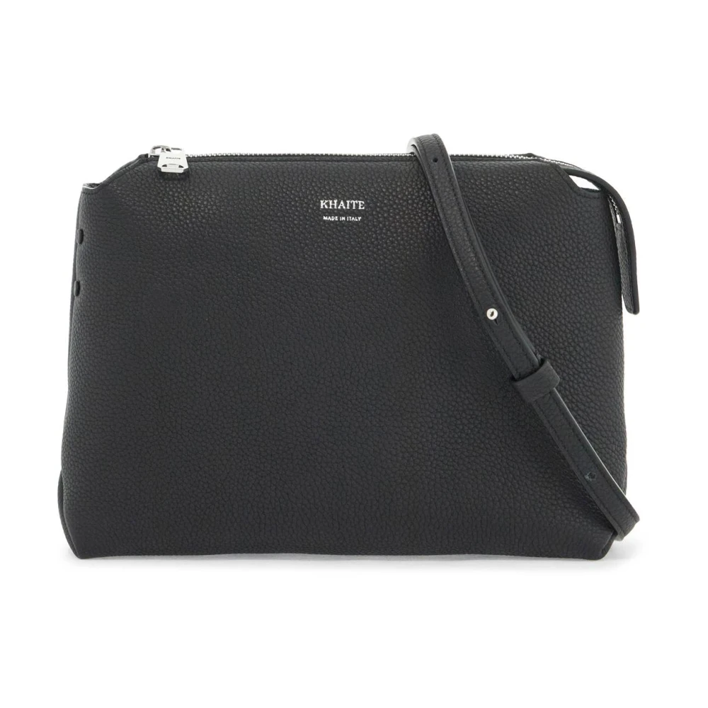 Khaite Gehamerde leren clutch met uitbreidbare zijkanten Black Dames