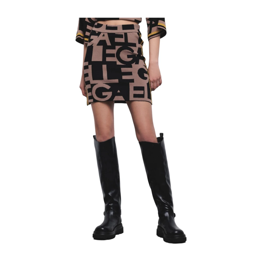 Gaëlle Paris Bruine Gebreide Minirok met Lurex Brown Dames