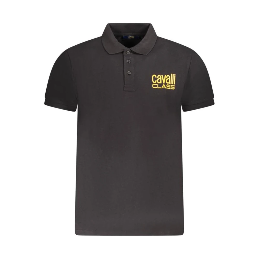 Cavalli Class Men's Black Polo Shirts,, Cotton Polo Shirt Extra Large