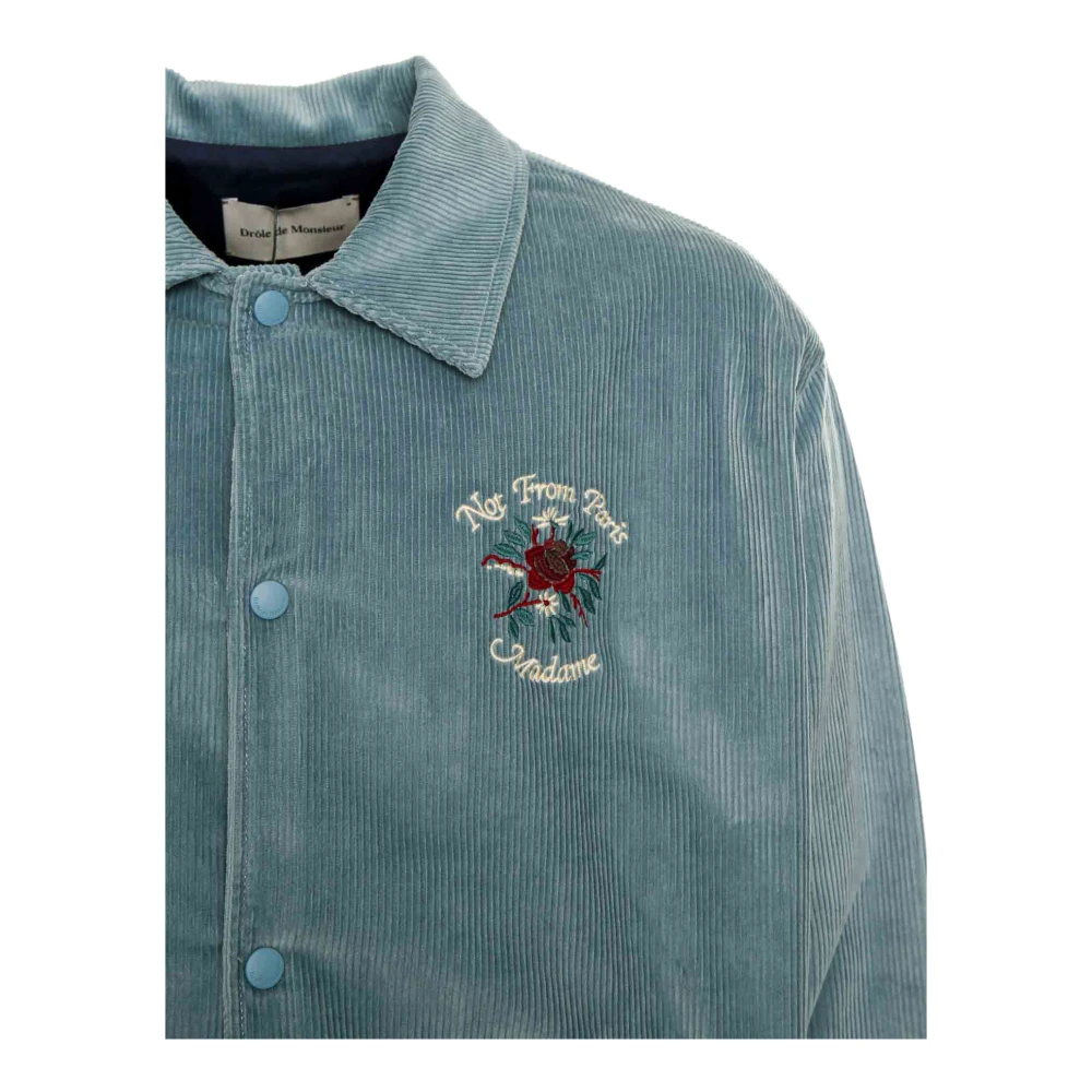 Drole de Monsieur Bloemen Slogan Ribfluwelen Jas Blue Heren