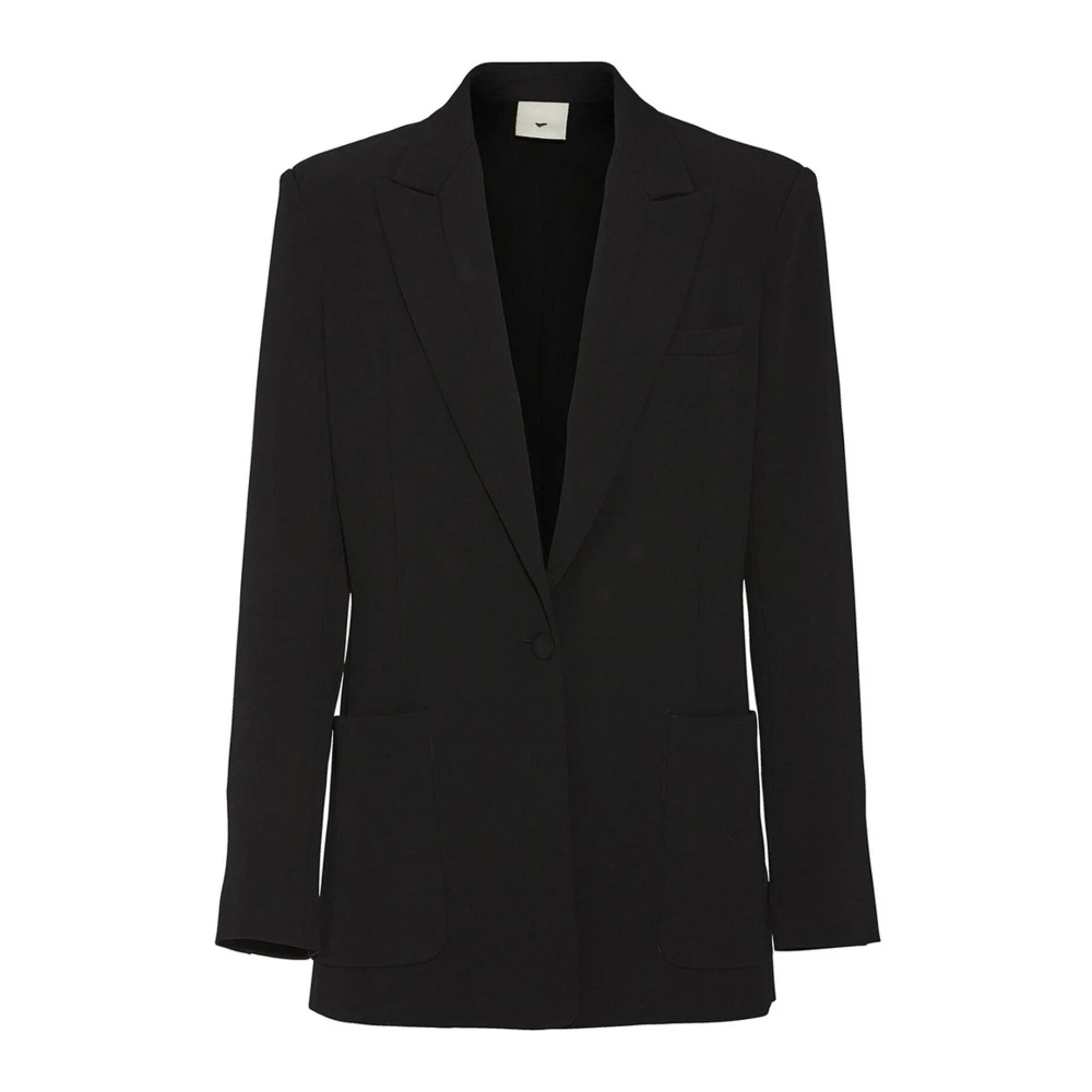 Heartmade Black Blazers, Female, 2XS, Classic Blazer With V-Neck