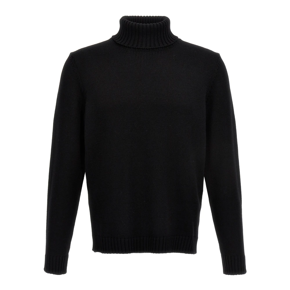 Zanone Men's Black Turtlenecks, L, Turtleneck Jumper