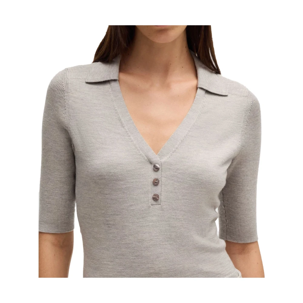 Hugo Boss Kortemouw gebreide polo in grijs Gray Dames