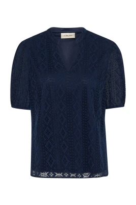 Elegant Spetsblus Navy Blazer