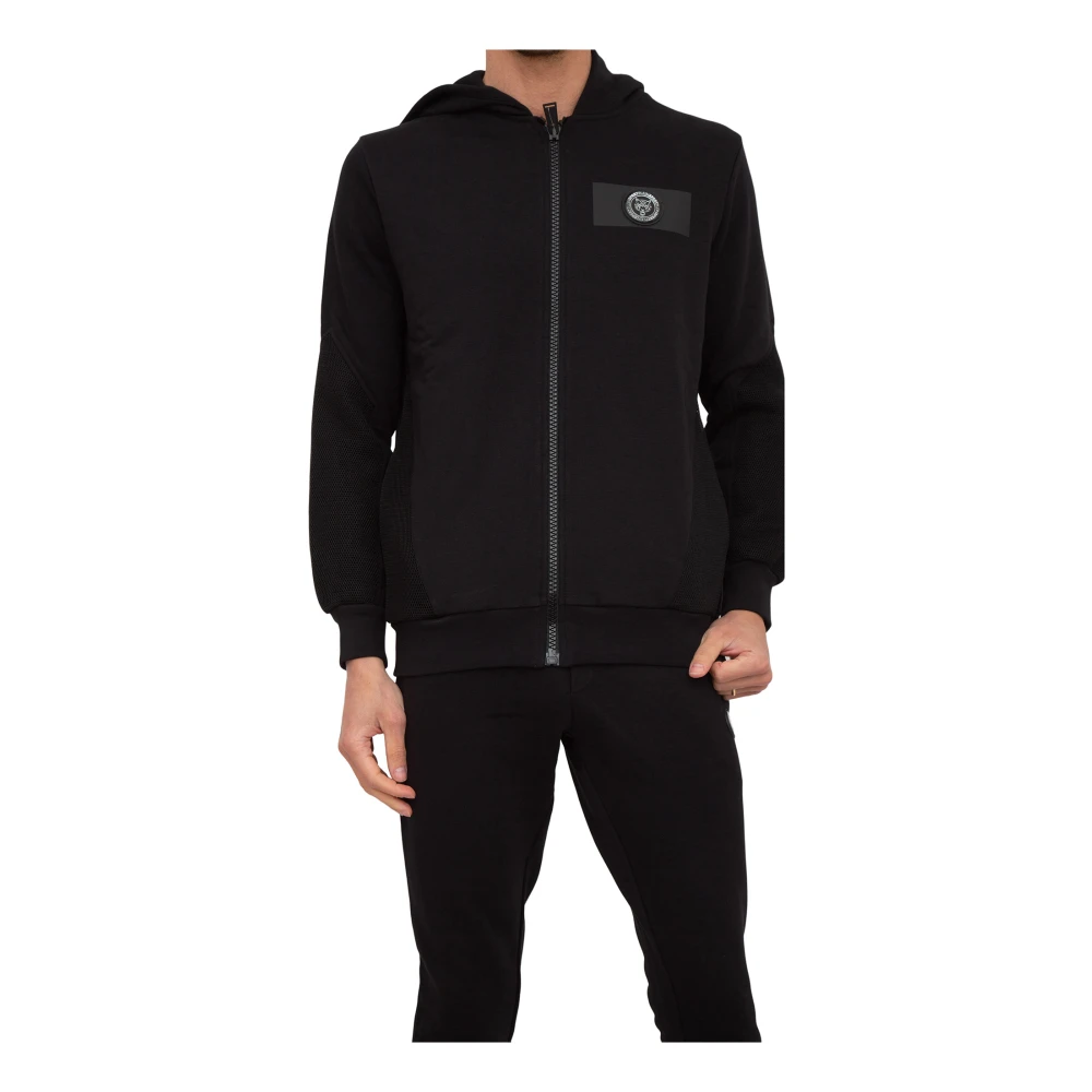 Plein Sport Men's Black Long Sleeve Training Tops, M, Stylish Sweatshirt For