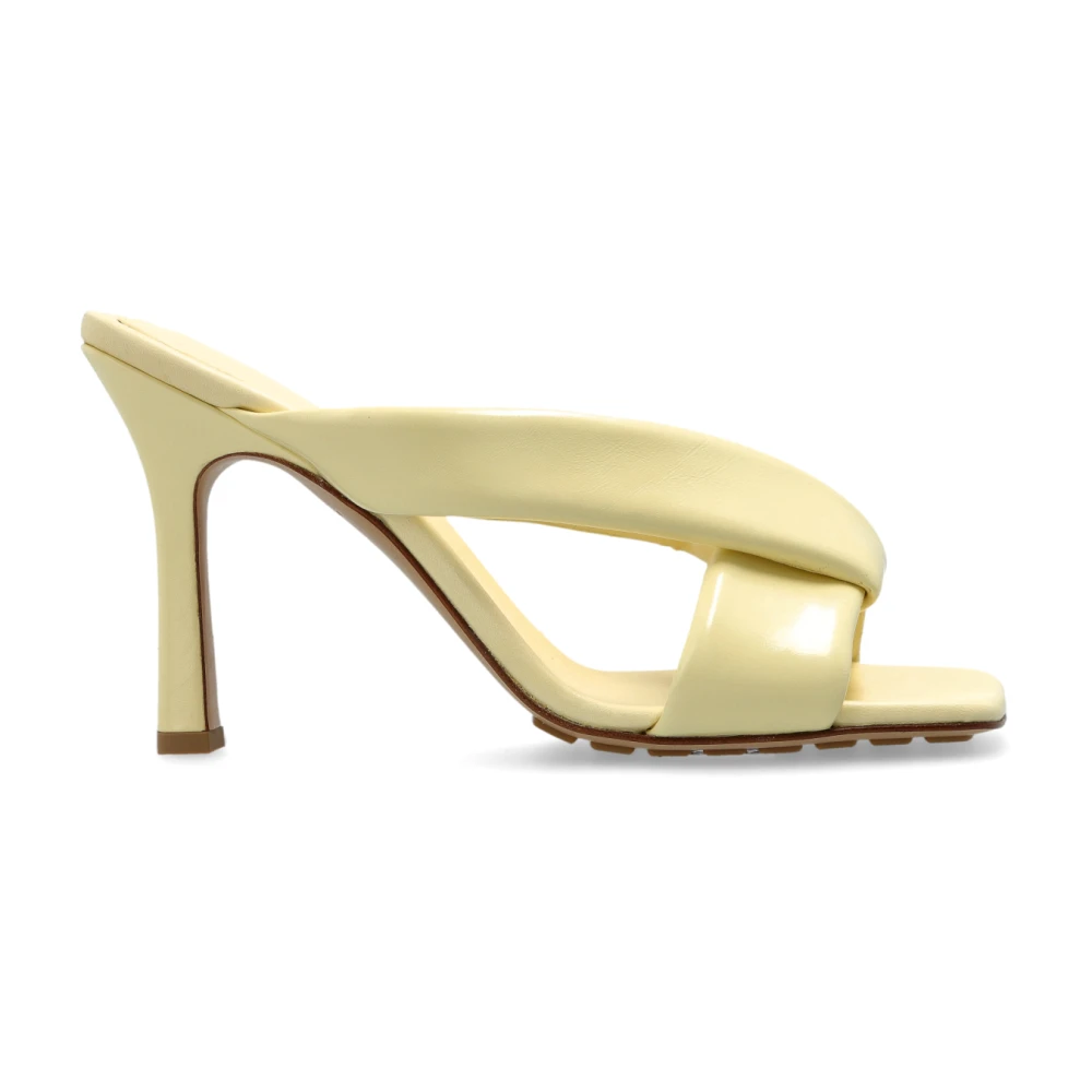 Bottega Veneta Women's Yellow Leather Heeled Mules Riva