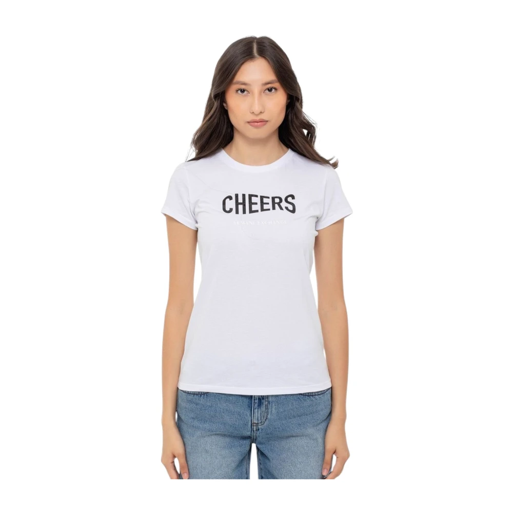 Armani Exchange White T-Shirts, Female, Xl, Crewneck T-Shirt