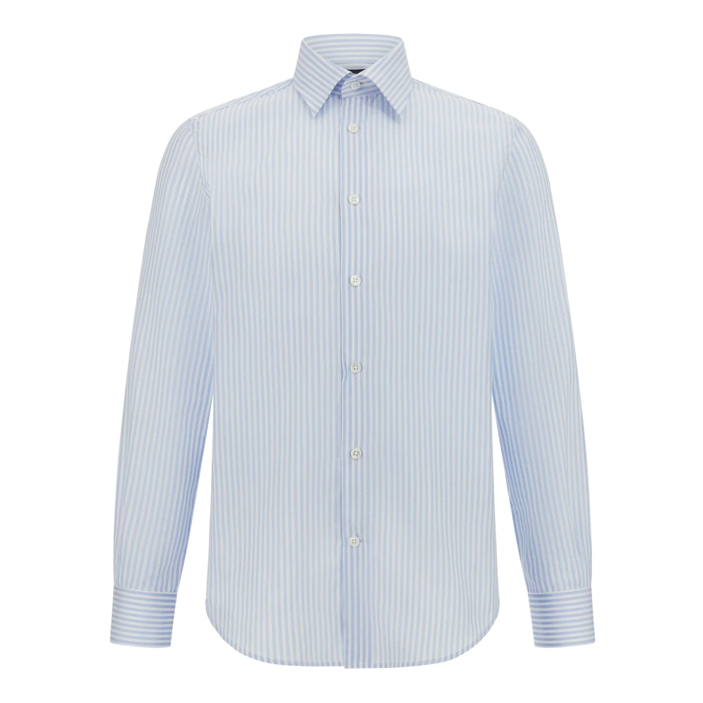 Boggi Milano Regular Fit Katoenen Dobby Overhemd Blue Heren