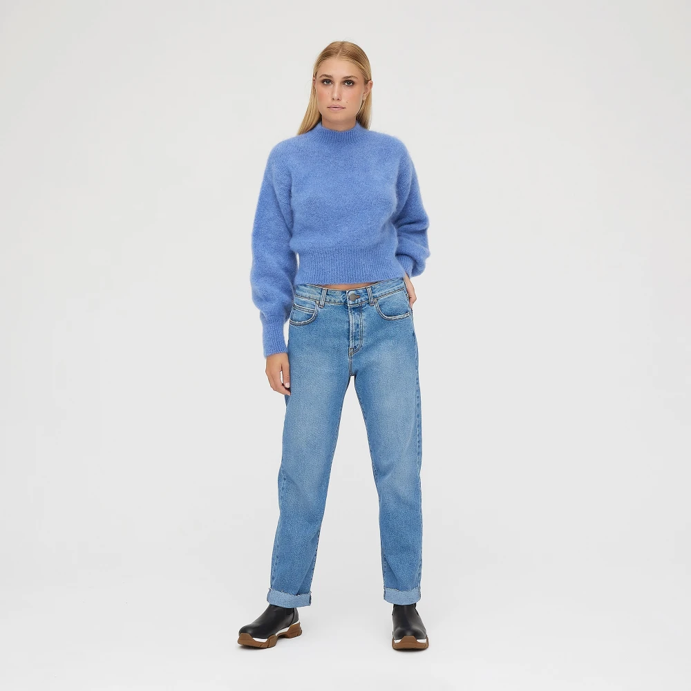 Federica Tosi Hoge Taille Straight Jeans Blauw Blue Dames