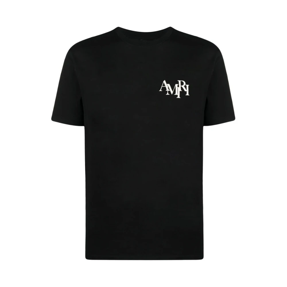 Amiri Black T-Shirts, Male, 2XL, Staggered Logo Tee