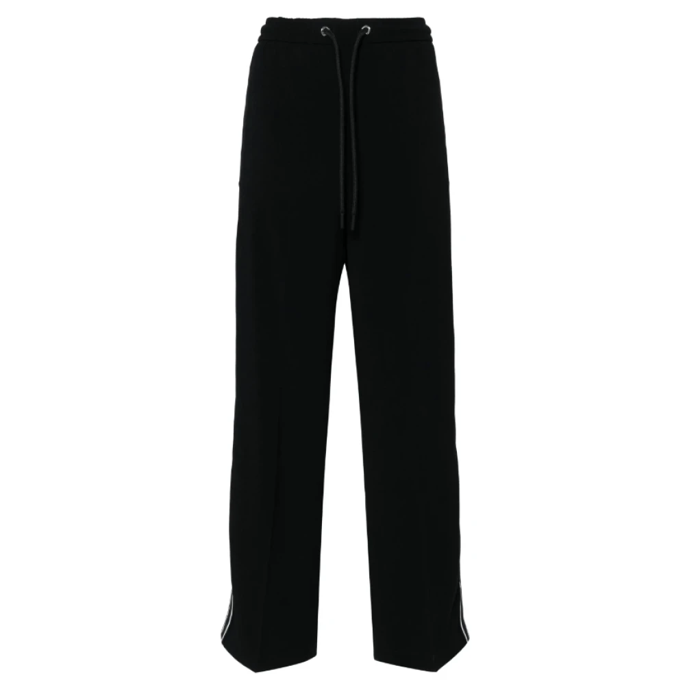 Moncler Zwart Wit Crepe Straight-Leg Broek Black Dames