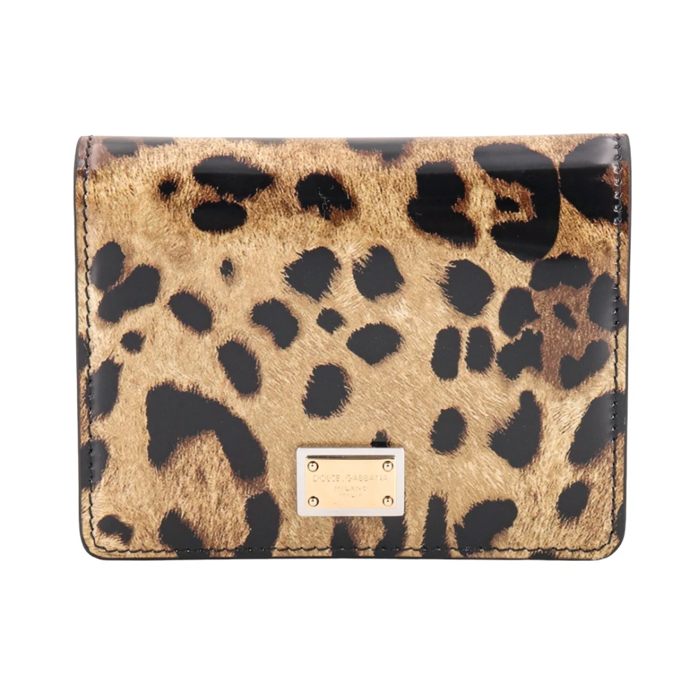 Dolce & Gabbana Leren portemonnee met dierenprint Beige Dames