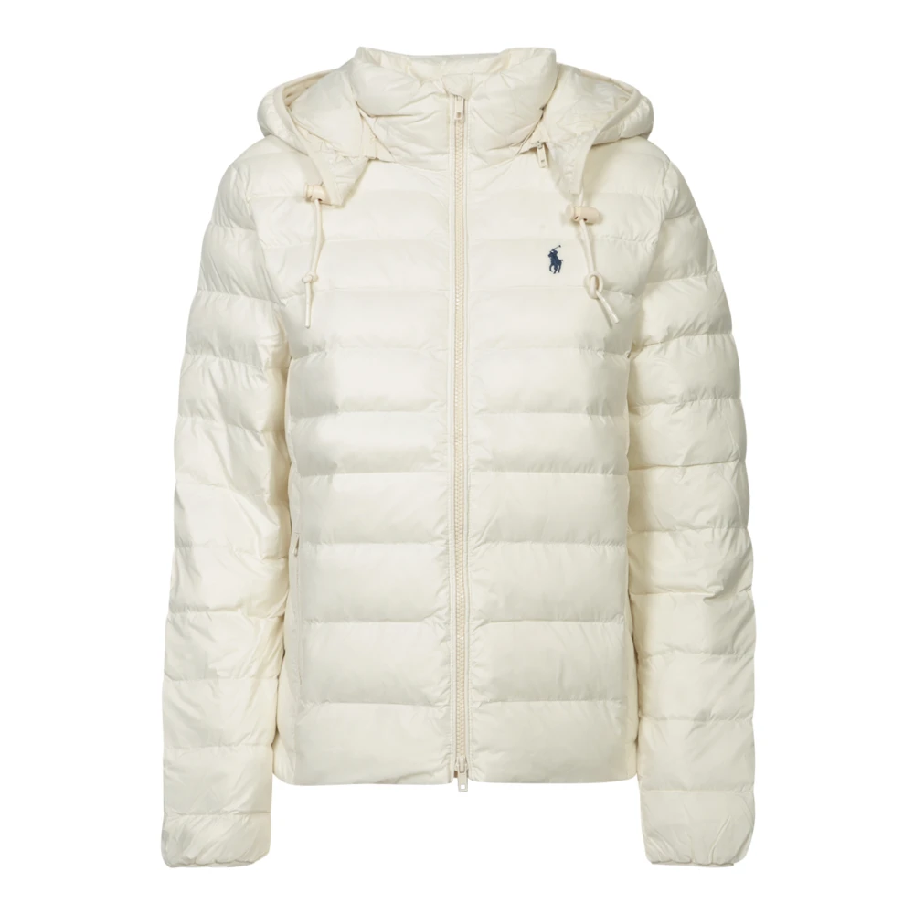 Polo Ralph Lauren Crème Gewatteerde Hoodie Jas White Dames