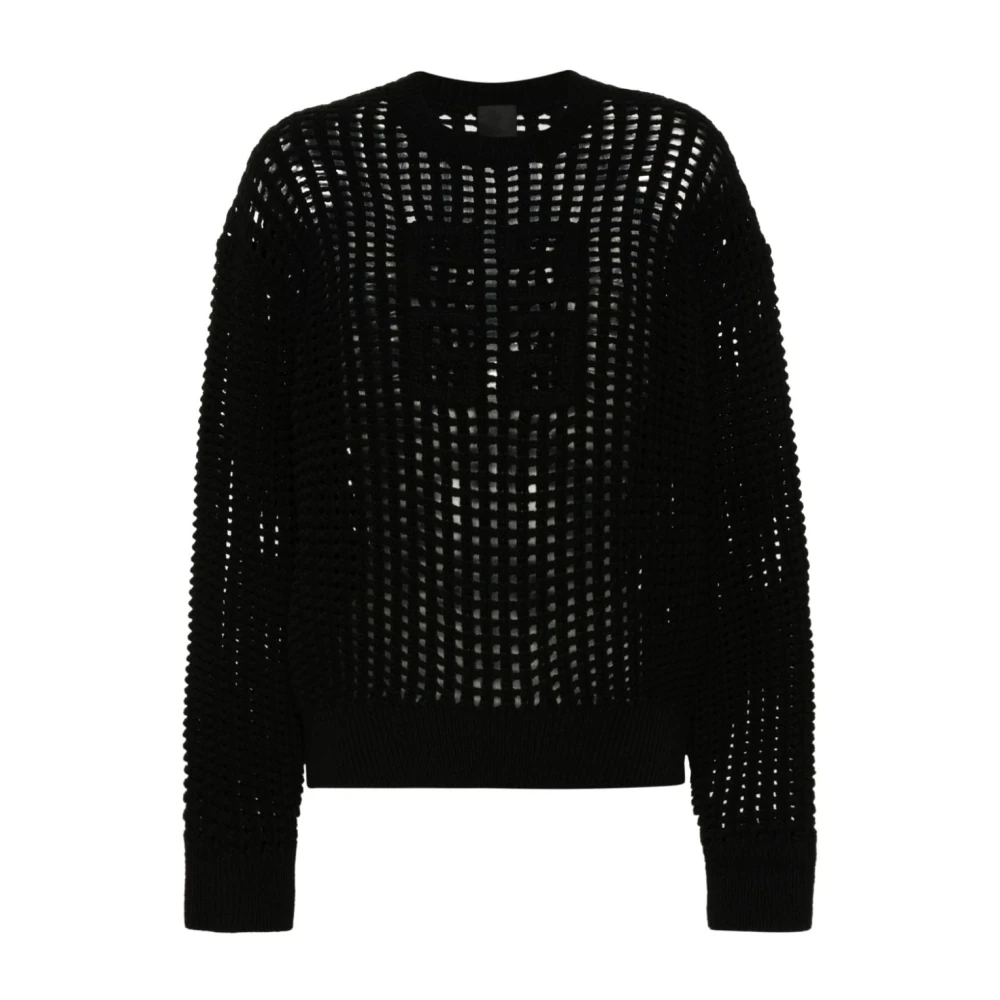 Givenchy Gewatteerde Gebreide Kasjmier Trui Iconisch Logo Black Dames