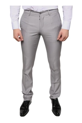 Ljusgrå Ullblandade Dressbyxor