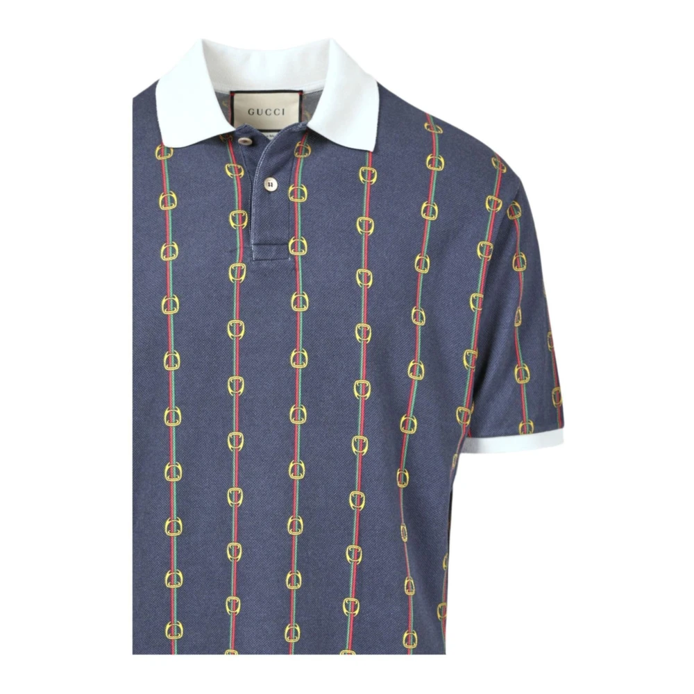 Gucci Iconische G-Link Polo Shirt Blue Heren