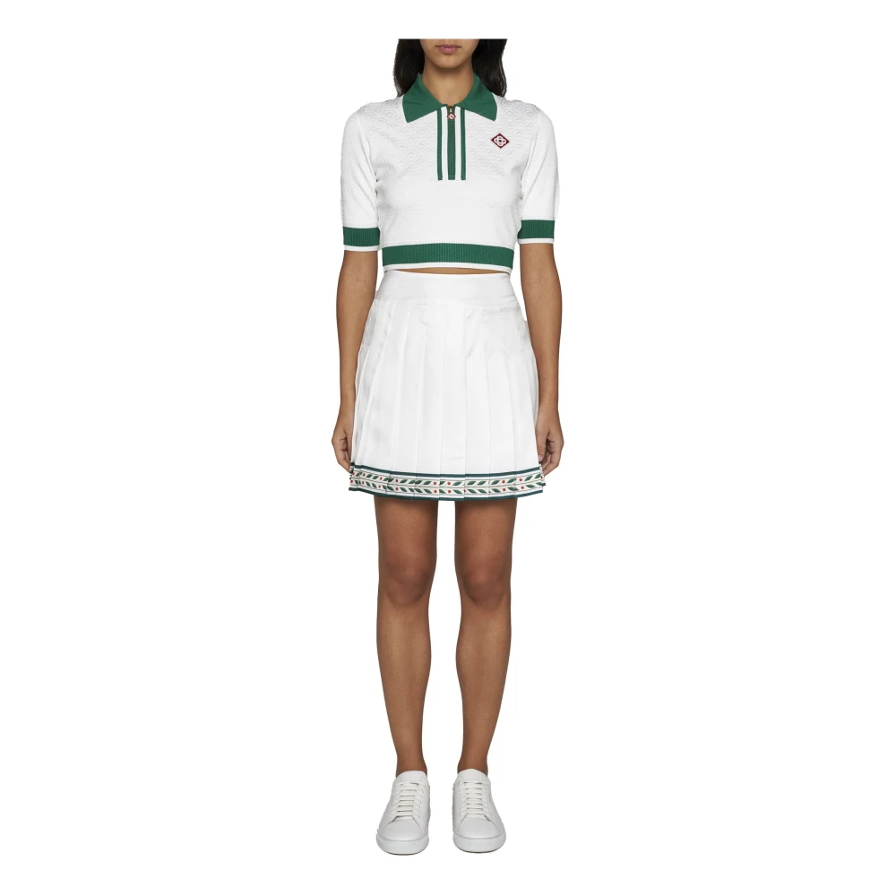 Casablanca Geplooide zijden rok wit groen White Dames