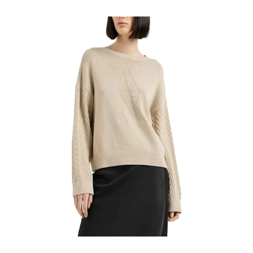Emporio Armani Beige Basic Crewneck Sweater Beige Dames