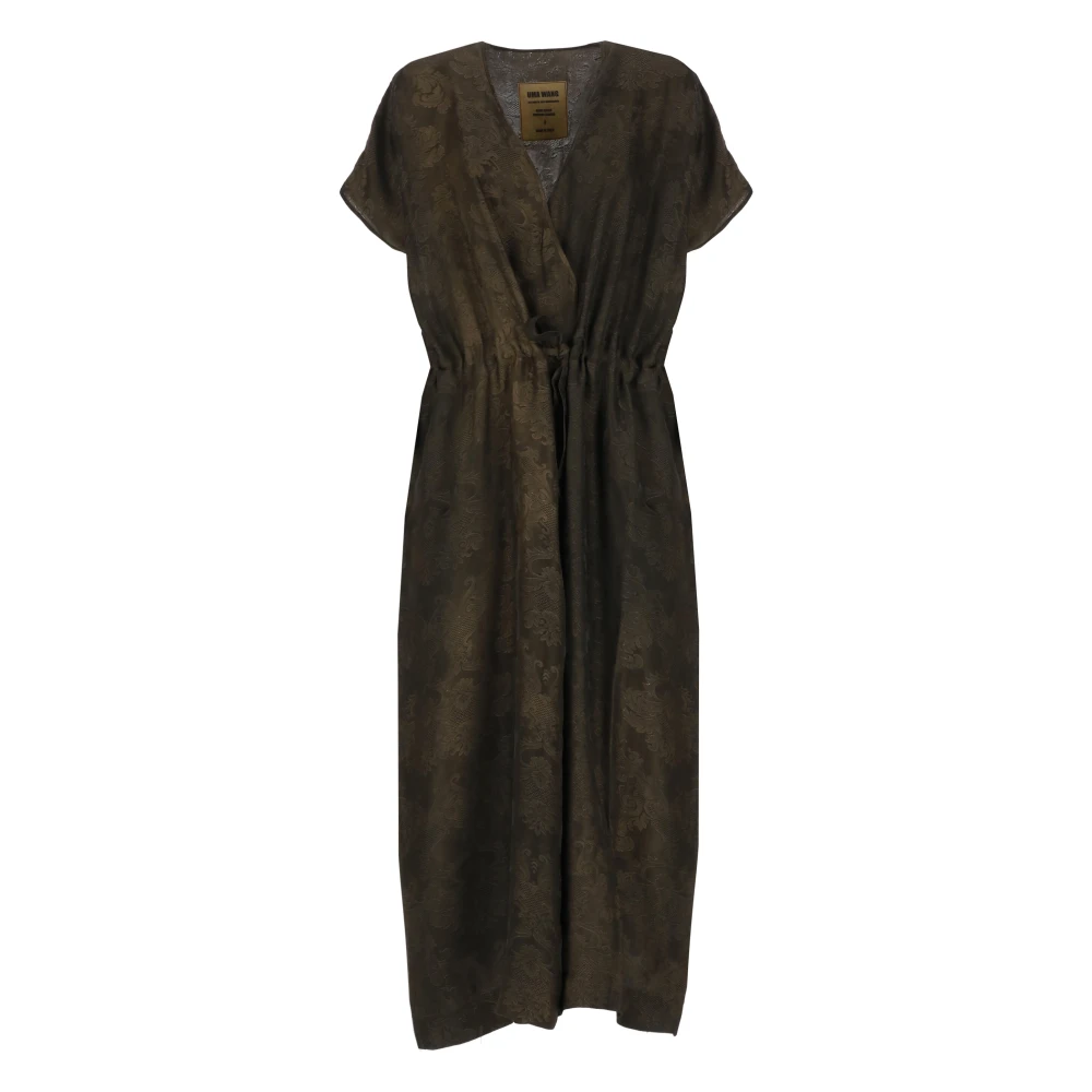 UMA Wang Bruine Bloemen V-Hals Mouwloze Jurk Brown Dames