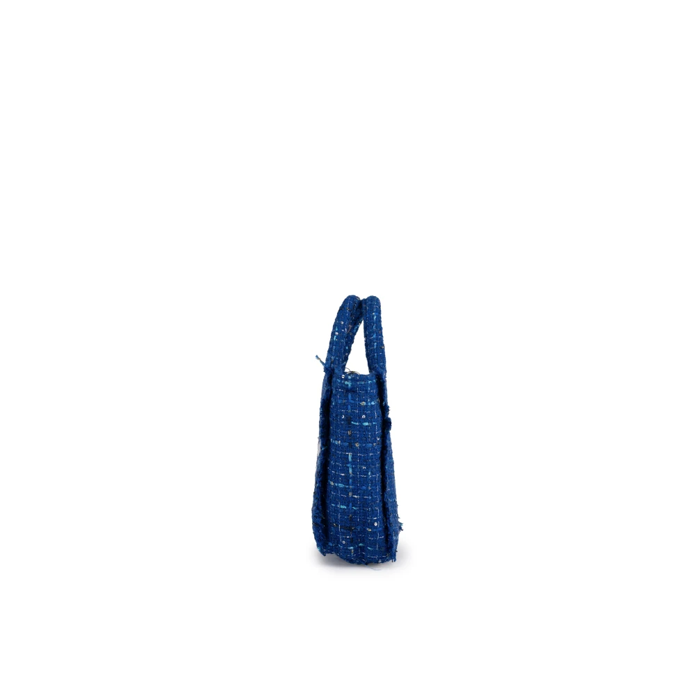 MC2 Saint Barth Blauwe Tweed Dameshandtas met Franjes Blue Dames