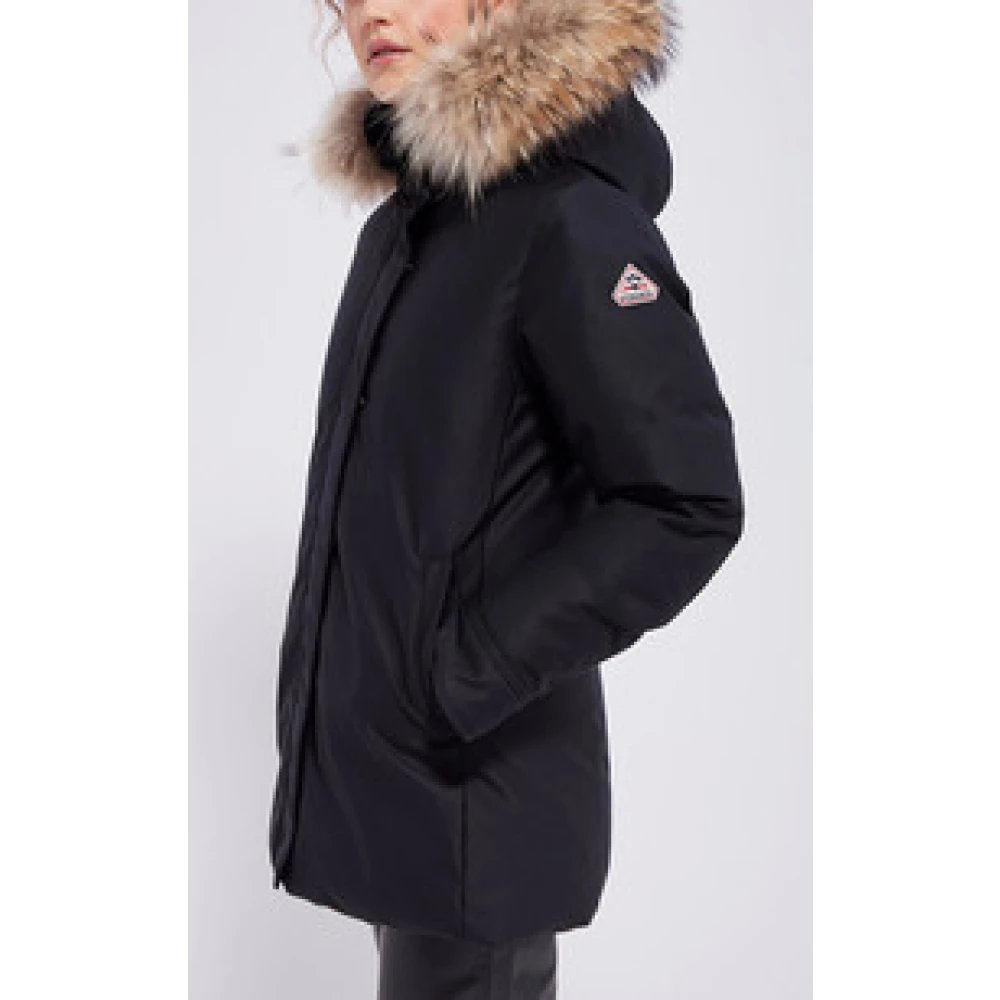 Pyrenex Zwarte Bordeaux Parka met Fin Raccoon Bont Black Dames