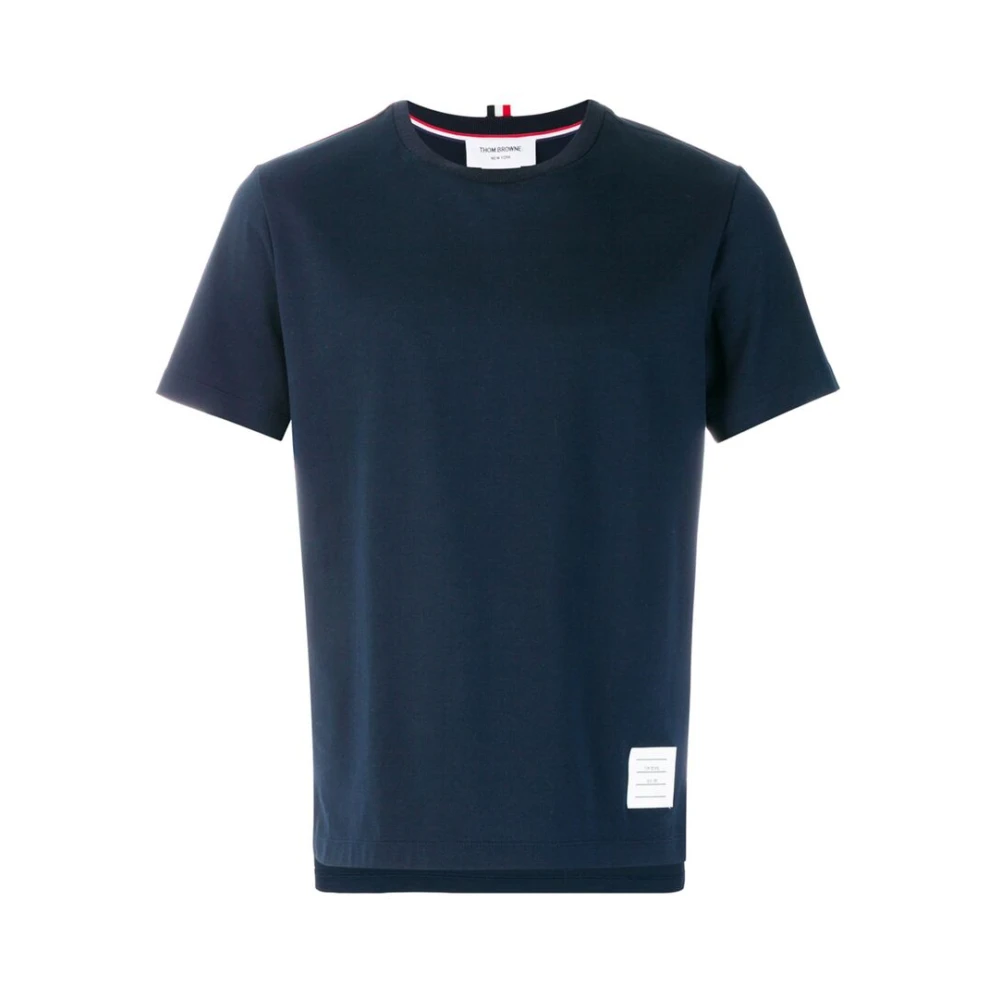 Thom Browne Navy Blue Side Slit Tee Blue Heren