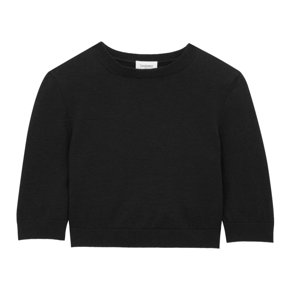 Saint Laurent Gebreide wollen crop top Black Dames