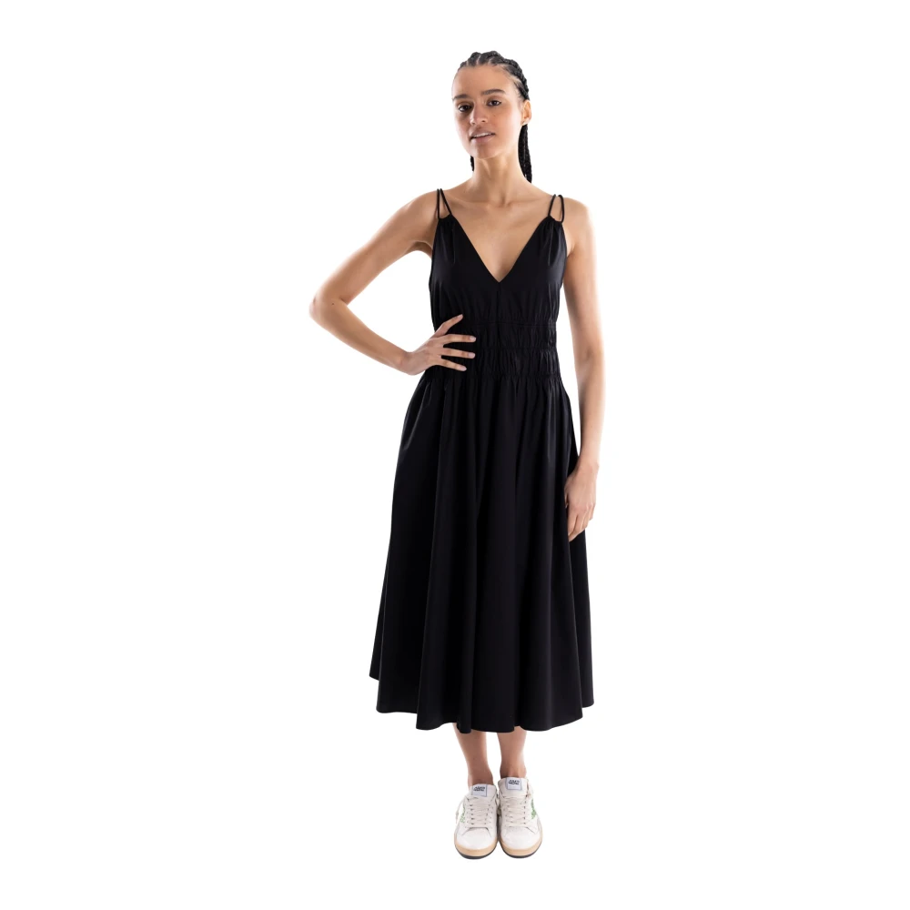 Pinko Mujer Negro - Vestido Midi De Popelina Sin Mangas - Dresses - M