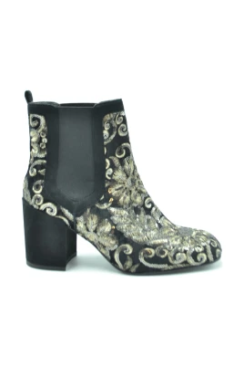 Stilrena mörkblå ankelboots med 3D-tryck