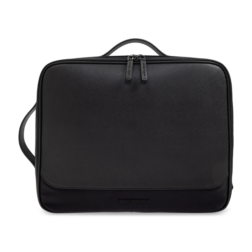 Emporio Armani Men's Black Backpack With Logo