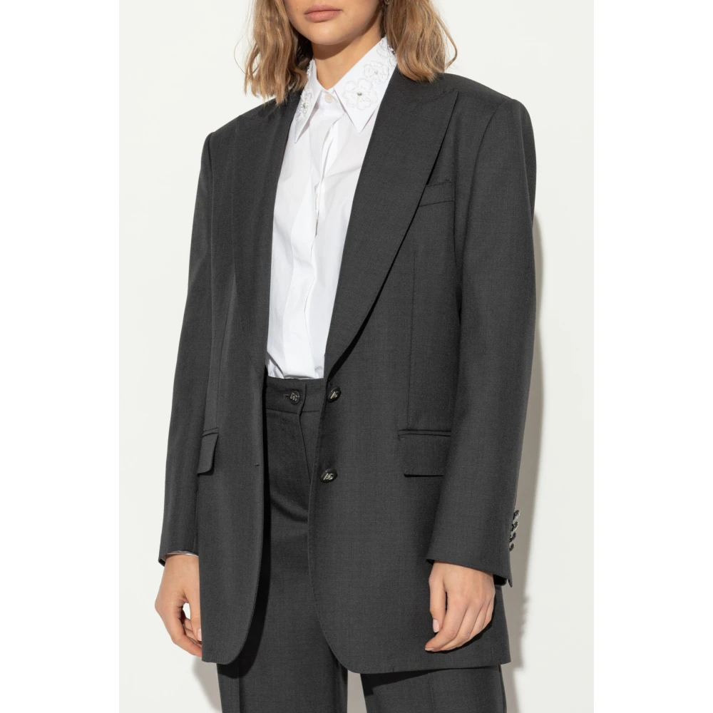 Dolce & Gabbana Wollen blazer met enkele split Gray Dames