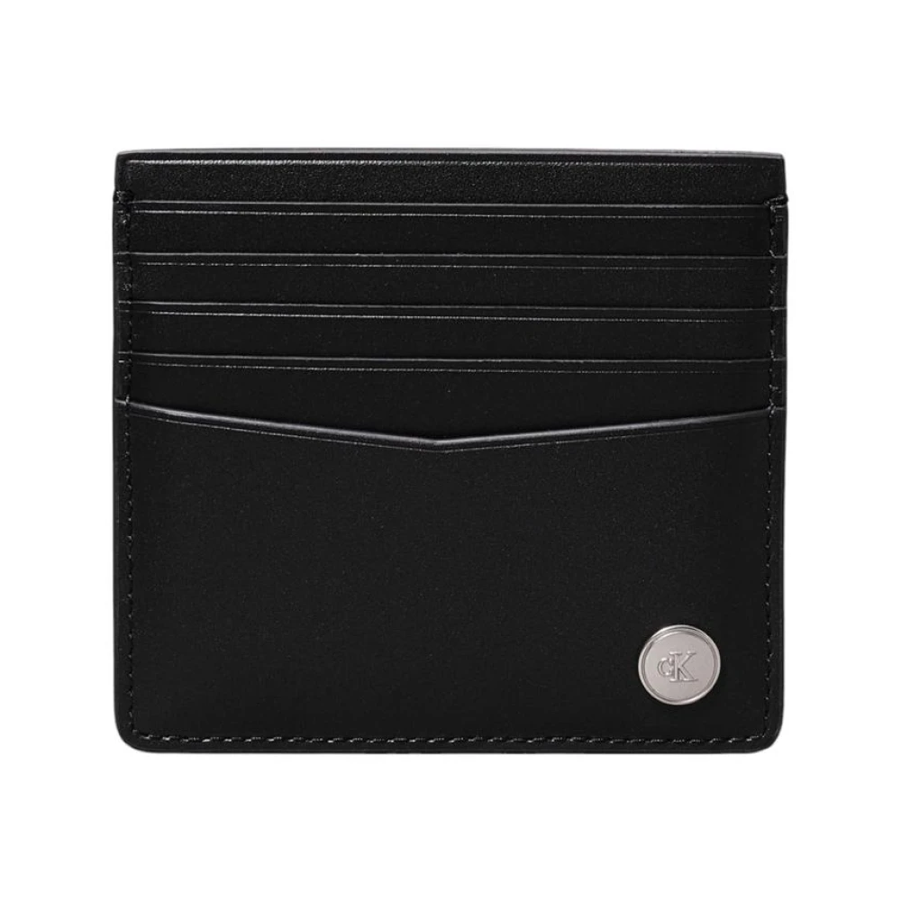 Calvin Klein Men's Black Wallets & Cardholders, One Size, Leather Card Holder Wallet