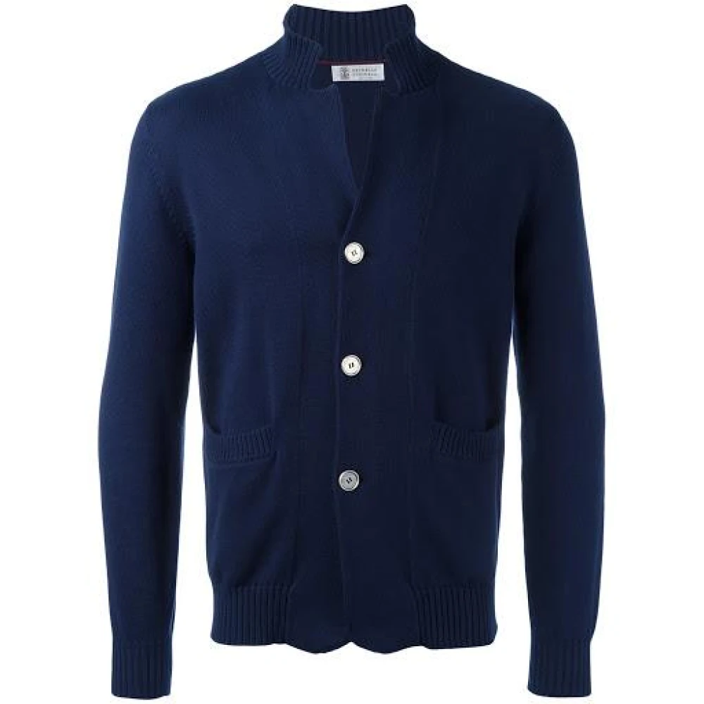 Brunello Cucinelli Oversized Bomulls Cardigan Blue, Dam