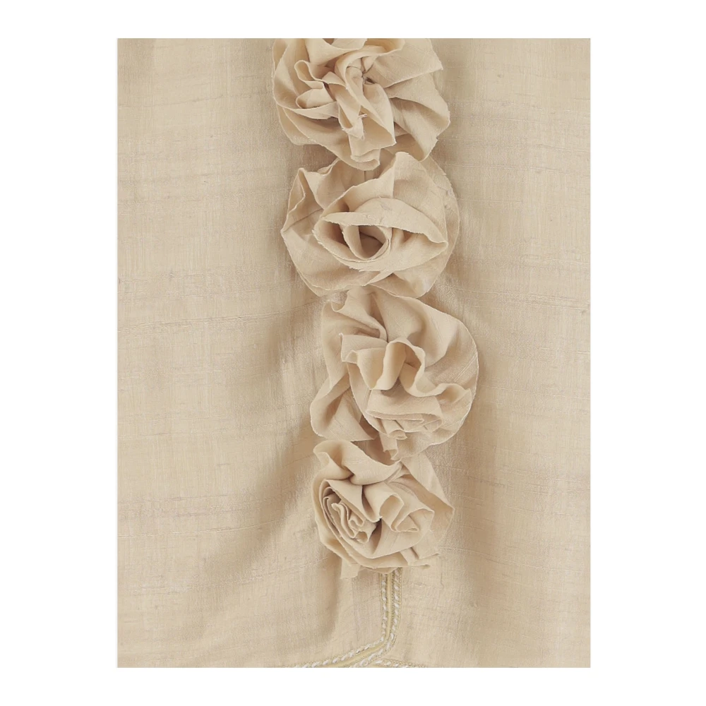 By Malene Birger Zijden V-hals top met wijde mouwen By Herenne Birger Beige Dames