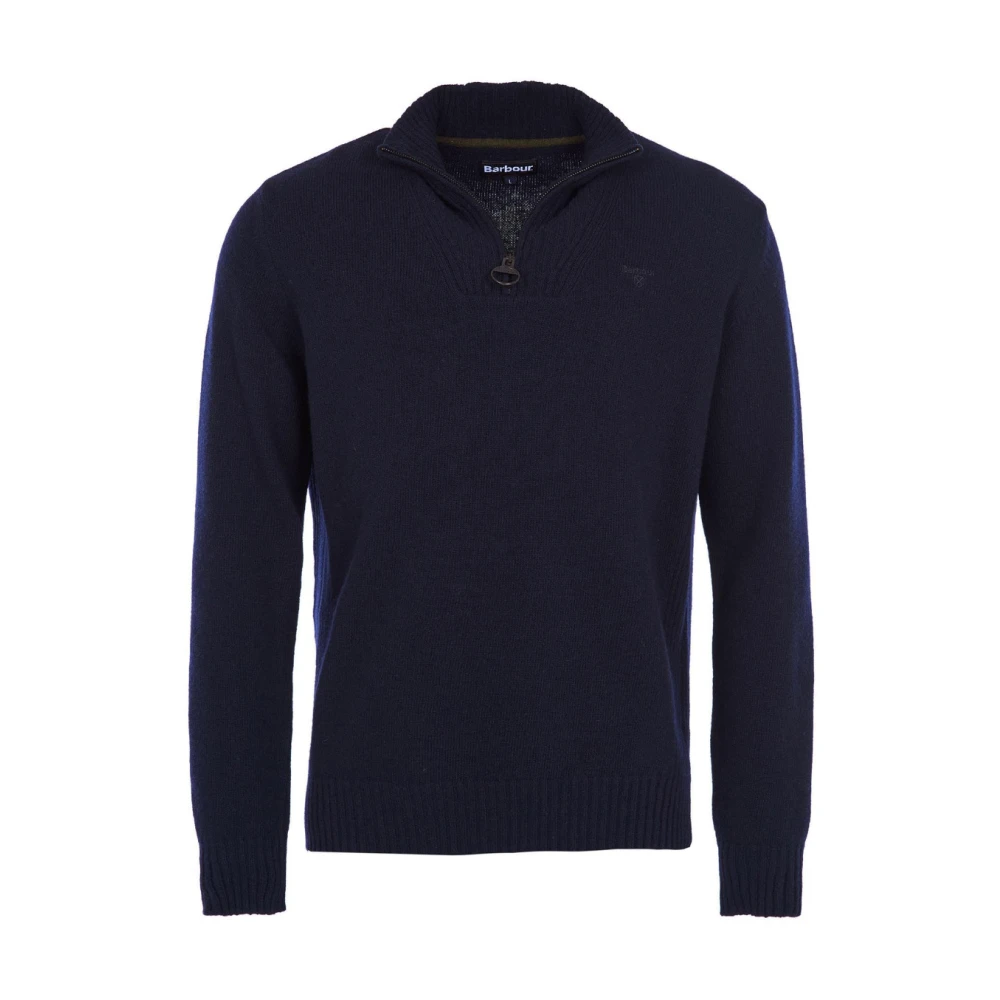 Barbour Essential Lambswool Half Zip Sweater Blue, Herr