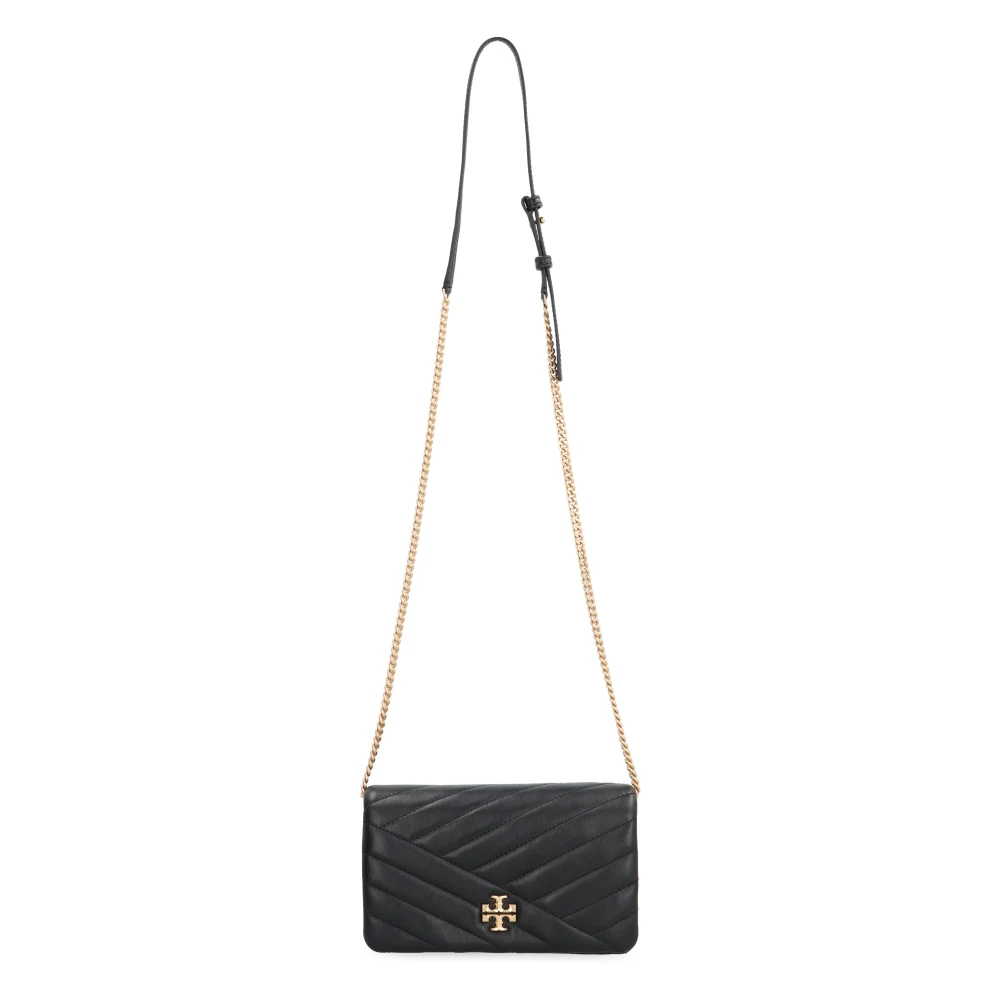 TORY BURCH Gestikt Leren Kettingportemonnee Black Dames