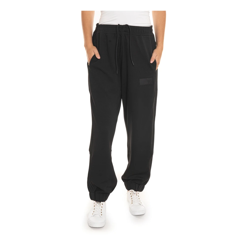 Emporio Armani EA7 Gestreepte Zijzak Overalls Broek Black Dames